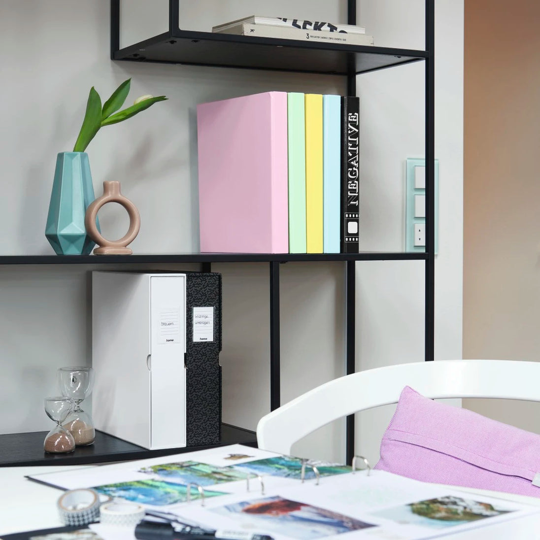 Hama 7546 | 4-D ring binder | 70 mm spine with slipcase | Black and grey