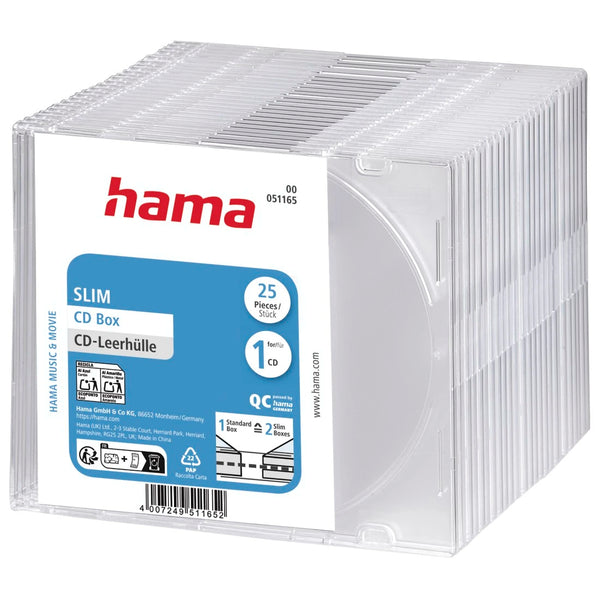 Hama 00051165 | Slim CD jewel case | Pack of 25 | Transparent