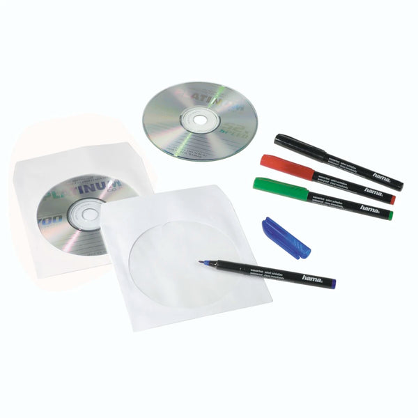Hama 00051174 | CD/DVD paper sleeves | Pack of 100 | White
