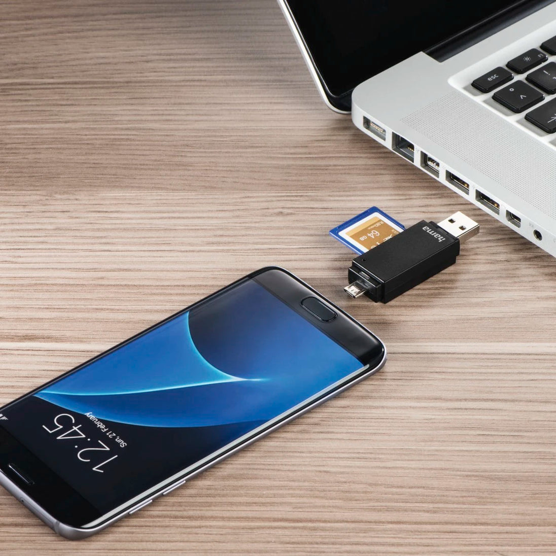 Hama Basic | USB 2.0 OTG card reader | SD and microSD | Black