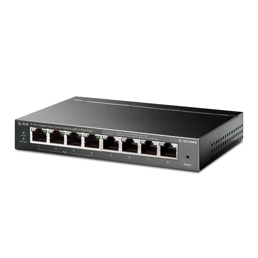 TP-Link TL-SG108PE | Gigabit Easy Smart switch | 8 ports with 4-port PoE+ | 64 W