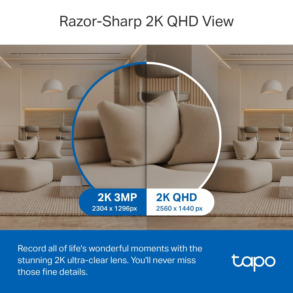 TP-Link Tapo C220 | Indoor Wi-Fi security camera | 2K 4MP pan and tilt | White