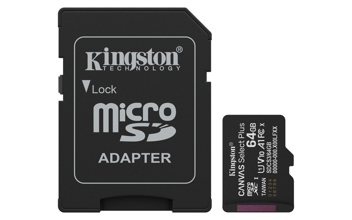 Kingston Canvas Select Plus | 64GB microSDXC card | UHS-I U1 A1 V10 | SD adapter