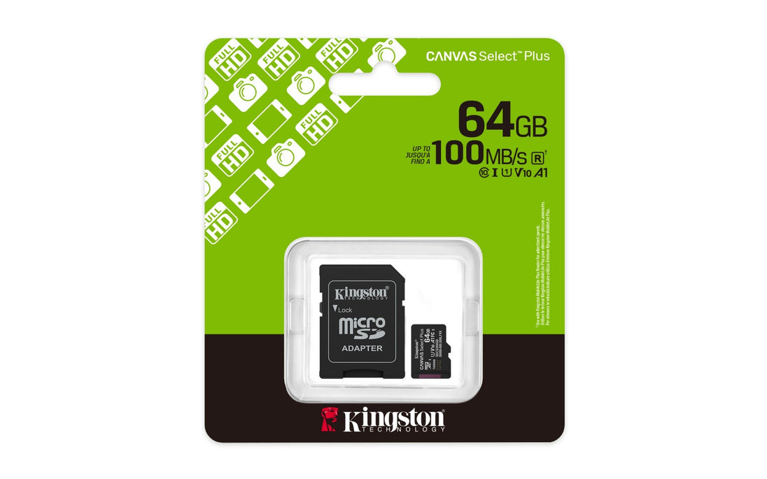 Kingston Canvas Select Plus | 64GB microSDXC card | UHS-I U1 A1 V10 | SD adapter