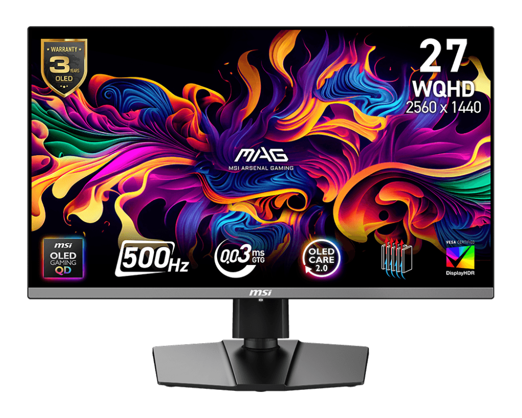MSI MAG 272QP QD-OLED X50 | Gaming monitor | 26.5-inch QHD 500Hz | Black