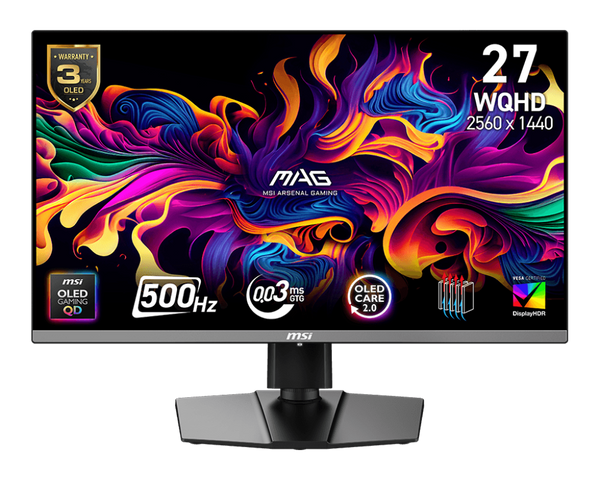 MSI MAG 272QP QD-OLED X50 | Gaming monitor | 26.5-inch QHD 500Hz | Black