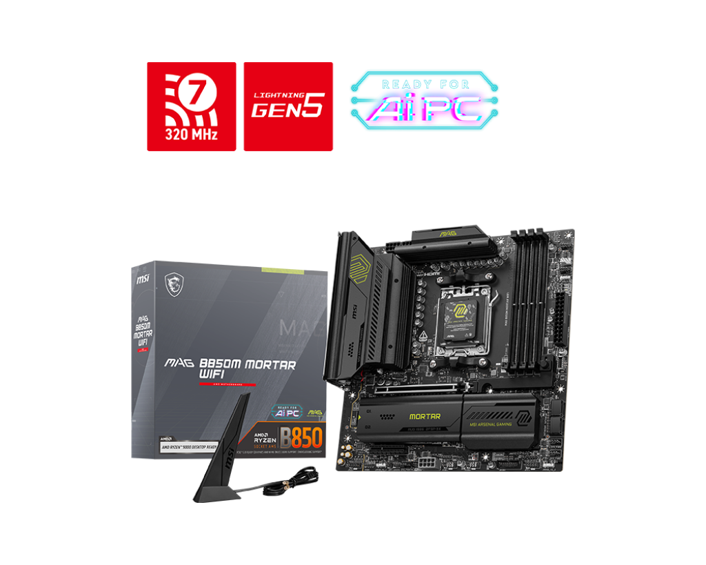 MSI MAG B850M MORTAR WIFI | Micro-ATX motherboard | AM5 and DDR5 | Wi-Fi 7