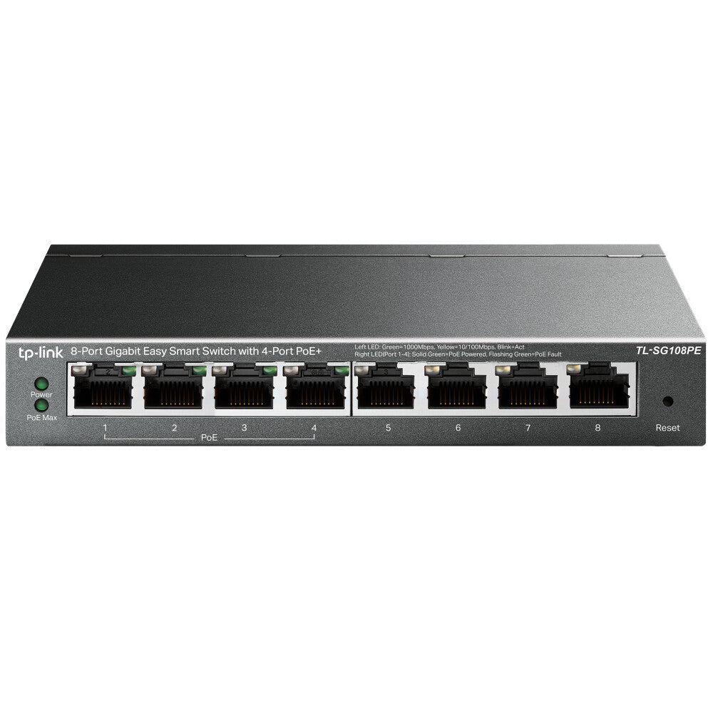 TP-Link TL-SG108PE | Gigabit Easy Smart switch | 8 ports with 4-port PoE+ | 64 W
