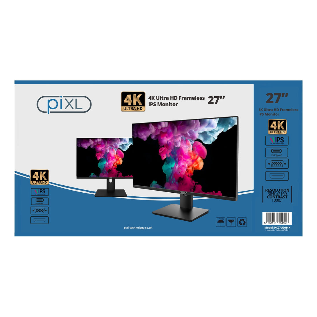 piXL PX27UDH4K | 27-inch 4K IPS monitor | 60Hz 5ms | Black