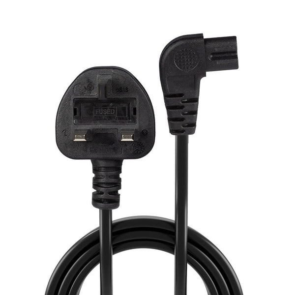 LINDY 30454 | Mains power cable | UK plug to right angled IEC C7 | 0.5 m | Black