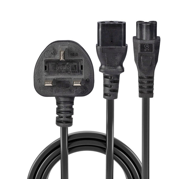 LINDY 30374 | Mains splitter cable | UK plug to IEC C13 and C5 | 2.5 m | Black