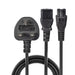 LINDY 30374 | Mains splitter cable | UK plug to IEC C13 and C5 | 2.5 m | Black