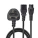 LINDY 30374 | Mains splitter cable | UK plug to IEC C13 and C5 | 2.5 m | Black