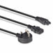 LINDY 30374 | Mains splitter cable | UK plug to IEC C13 and C5 | 2.5 m | Black