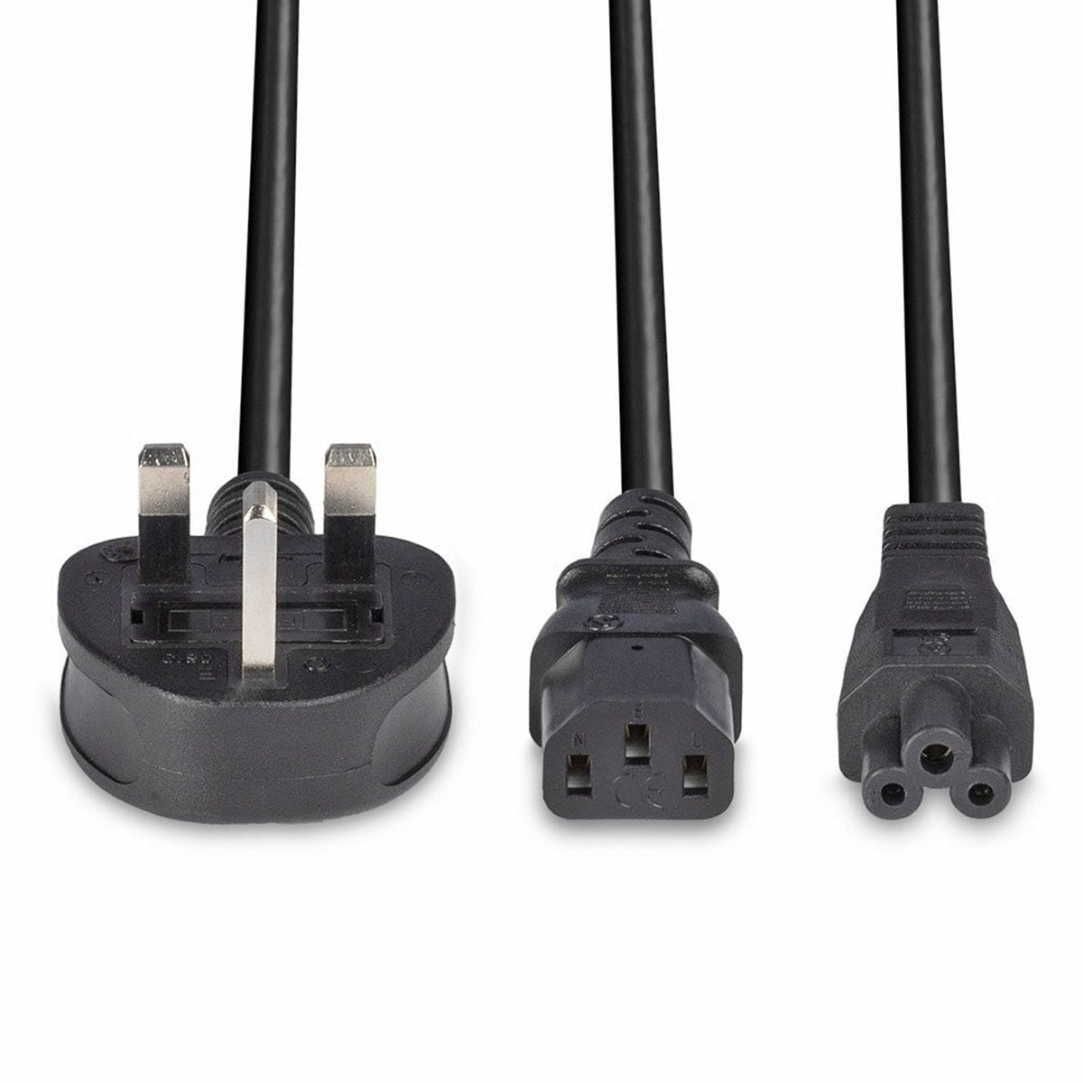 LINDY 30374 | Mains splitter cable | UK plug to IEC C13 and C5 | 2.5 m | Black