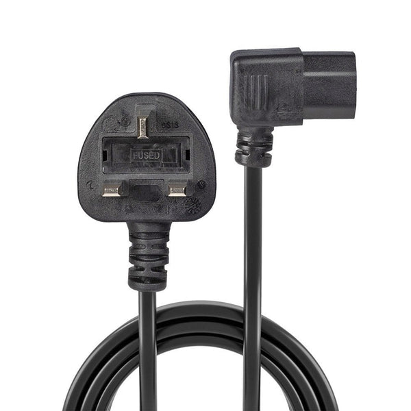 LINDY 30446 | Mains power cable | UK plug to angled IEC C13 | 1 m | Black