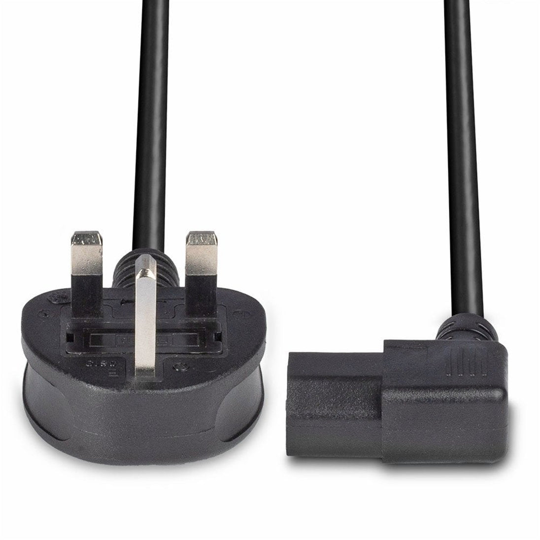 LINDY 30446 | Mains power cable | UK plug to angled IEC C13 | 1 m | Black