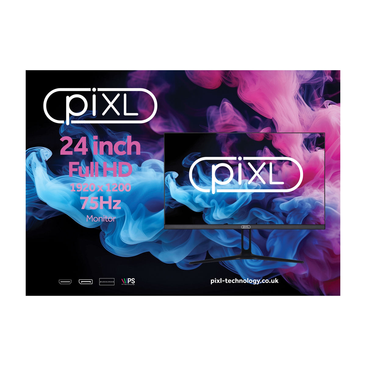 piXL PX24IDHFP | 24-inch IPS monitor | 1920 x 1200 at 75Hz | Black