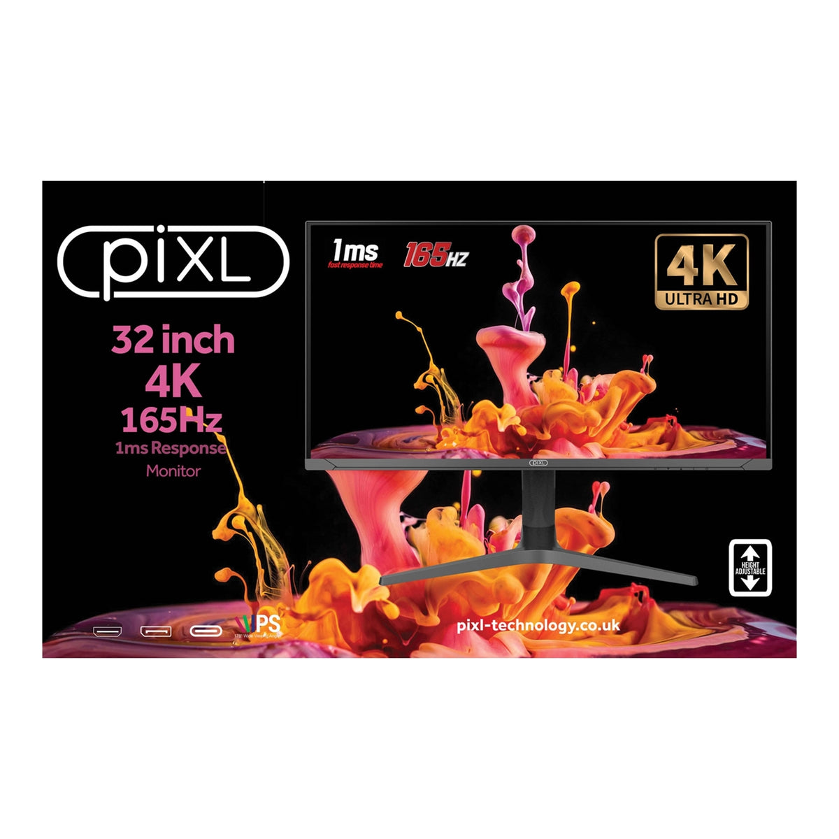 piXL CM32G7 | 32-inch 4K gaming monitor | 144Hz IPS | Black