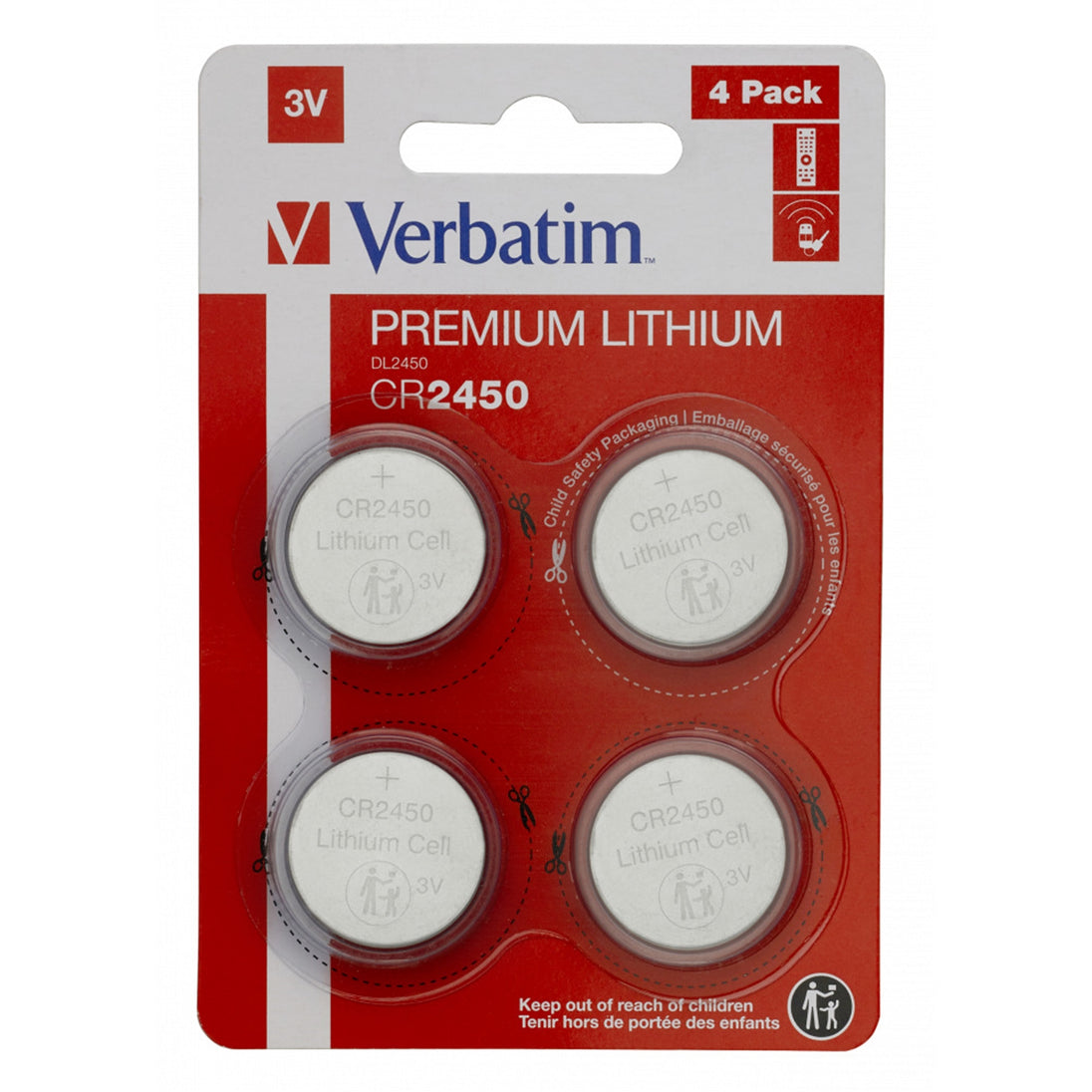 Verbatim CR2450 | Lithium coin cell battery | 3V | 4 pack