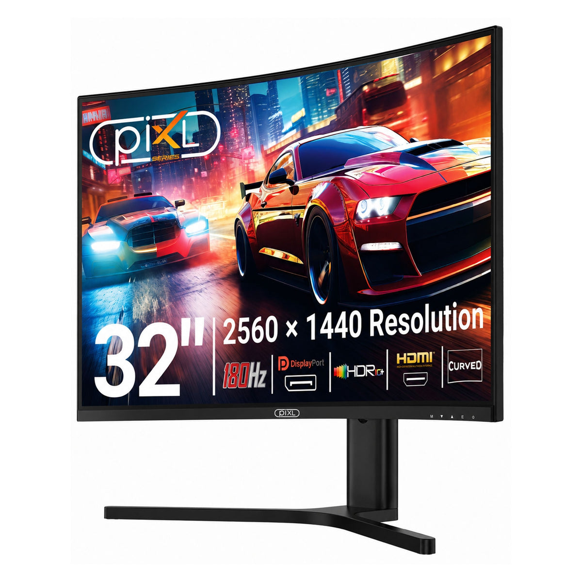 piXL X-Series GS32QIDPHA | Curved gaming monitor | 32-inch QHD 180Hz | Black