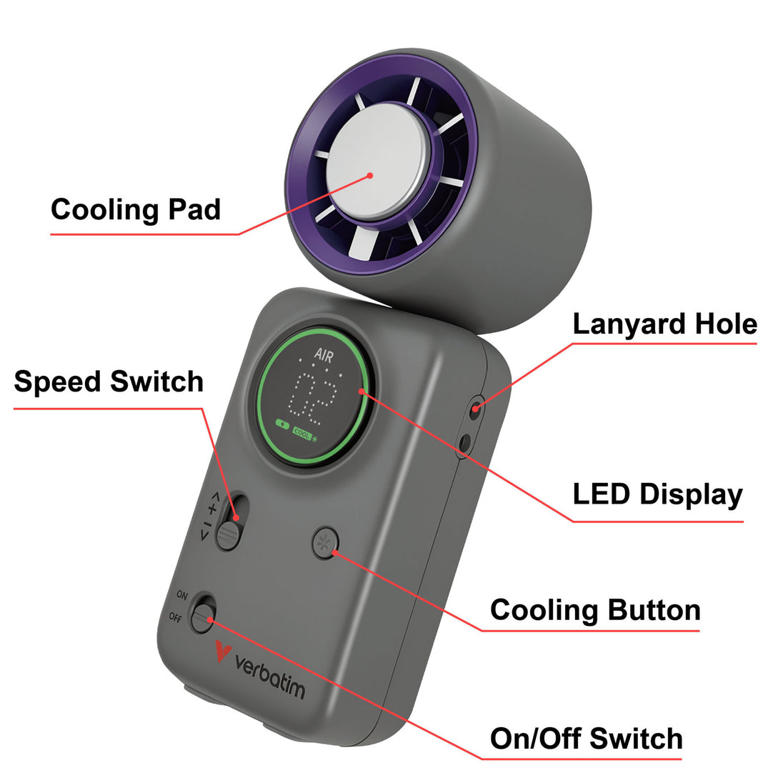 Verbatim Cool 'n' Go Ice Touch Mini | Handheld fan | Active cooling disc