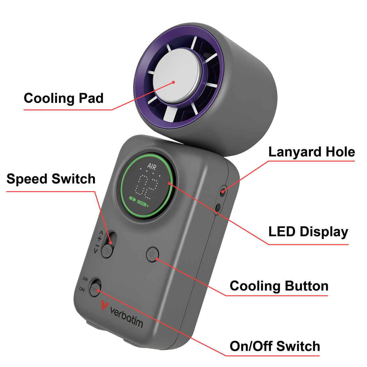 Verbatim Cool 'n' Go Ice Touch Mini | Handheld fan | Active cooling disc