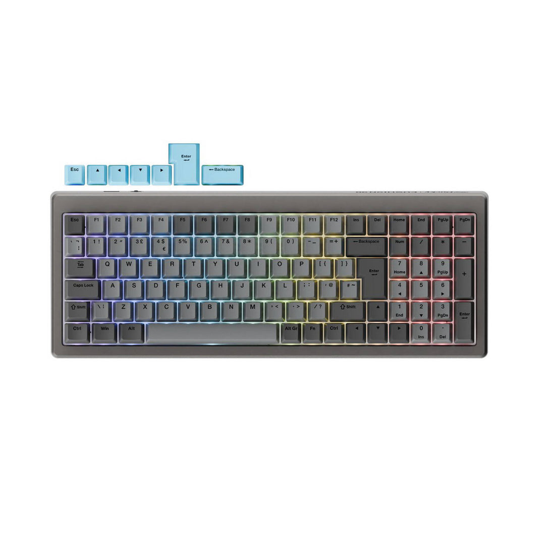 Ducky Cushion 98 | Mechanical keyboard | UK ISO | Nickel | Silent Green switches