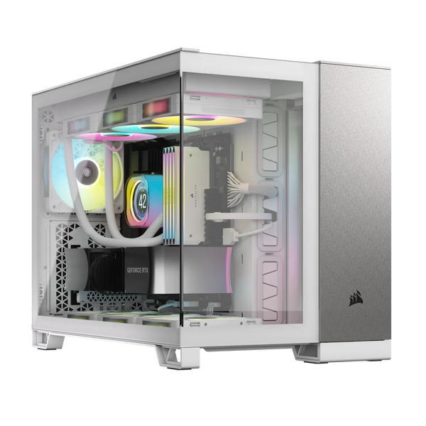 CORSAIR 2500X | Micro ATX PC case | Dual chamber | White/Satin Gray Aluminum