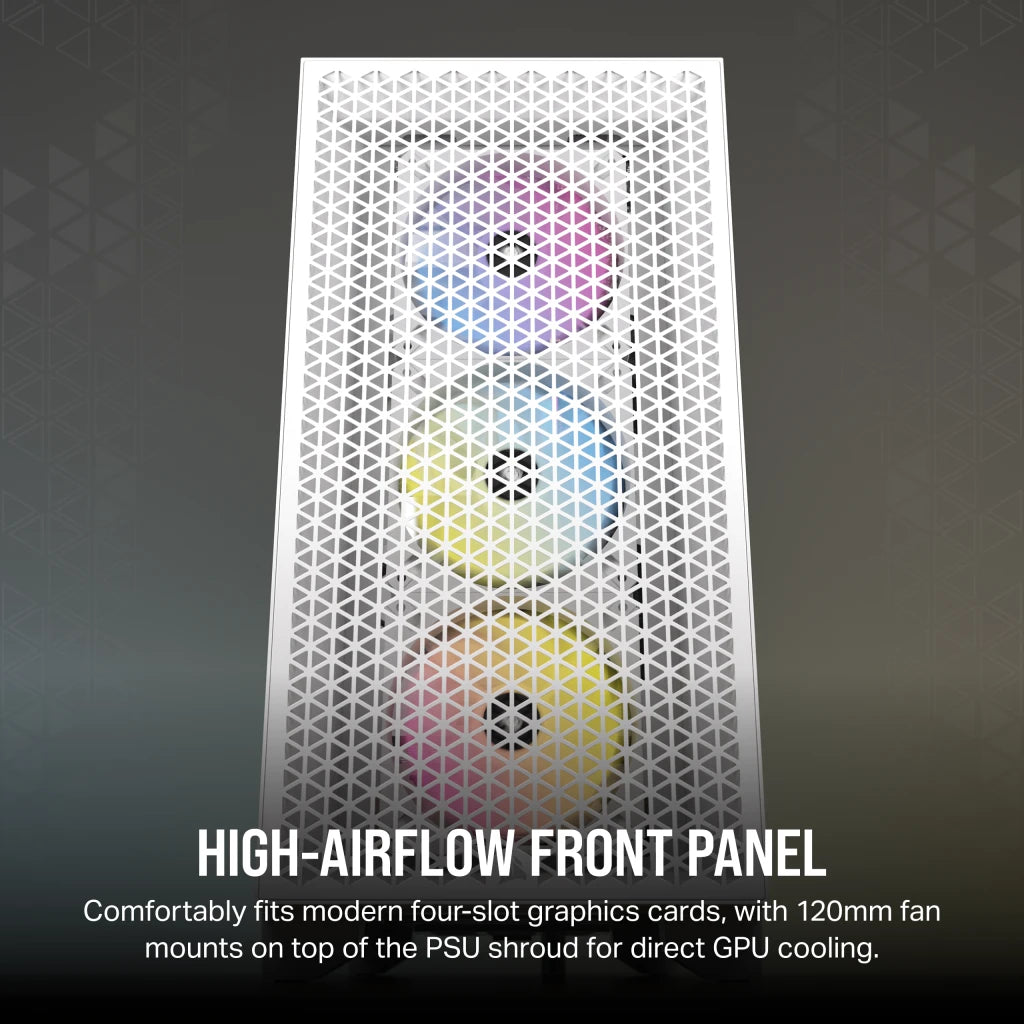 CORSAIR 3000D RGB AIRFLOW | Mid-tower PC case | Three AR120 RGB fans | White