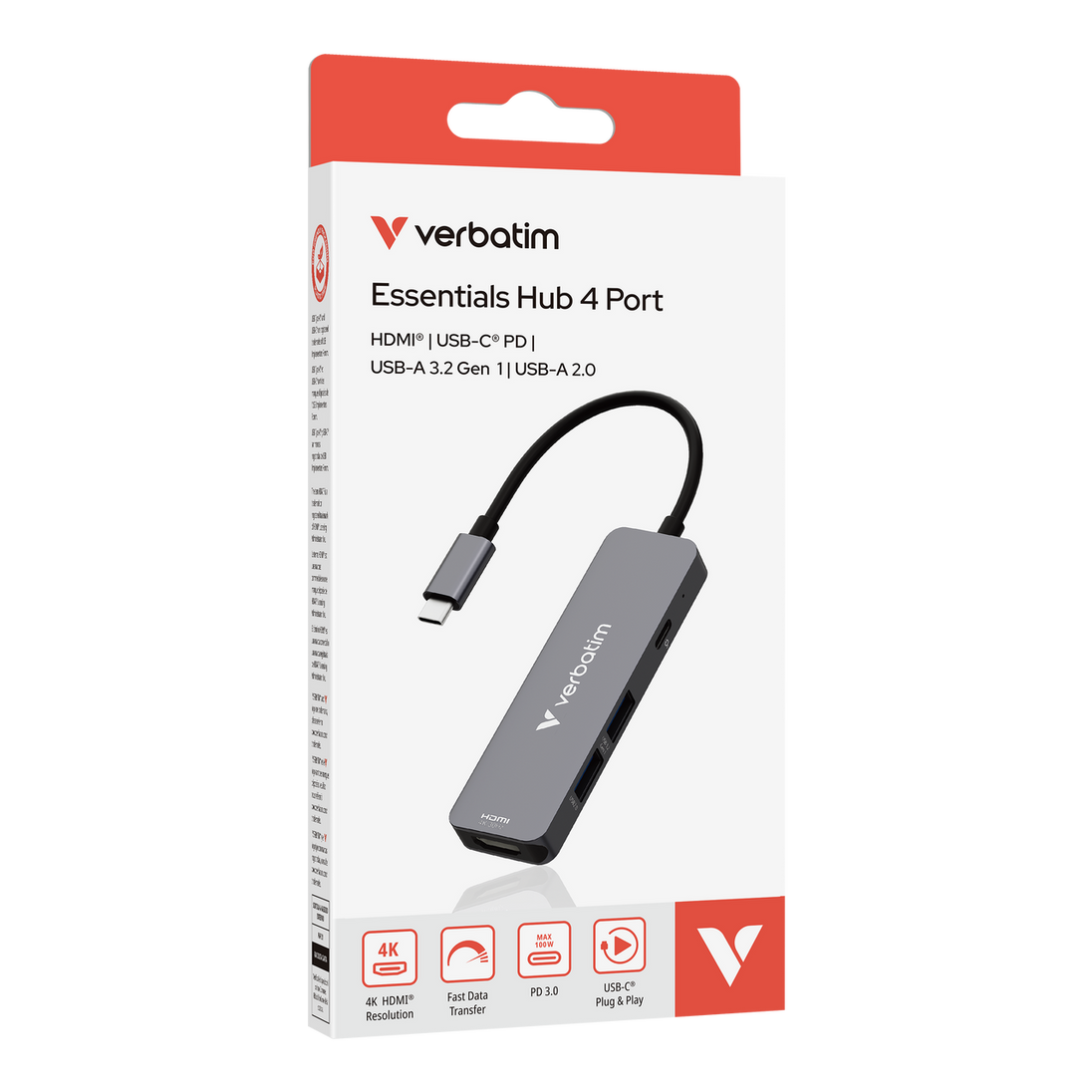 Verbatim USB-C Essentials Multiport Hub | 4 ports with 4K HDMI | 100W PD