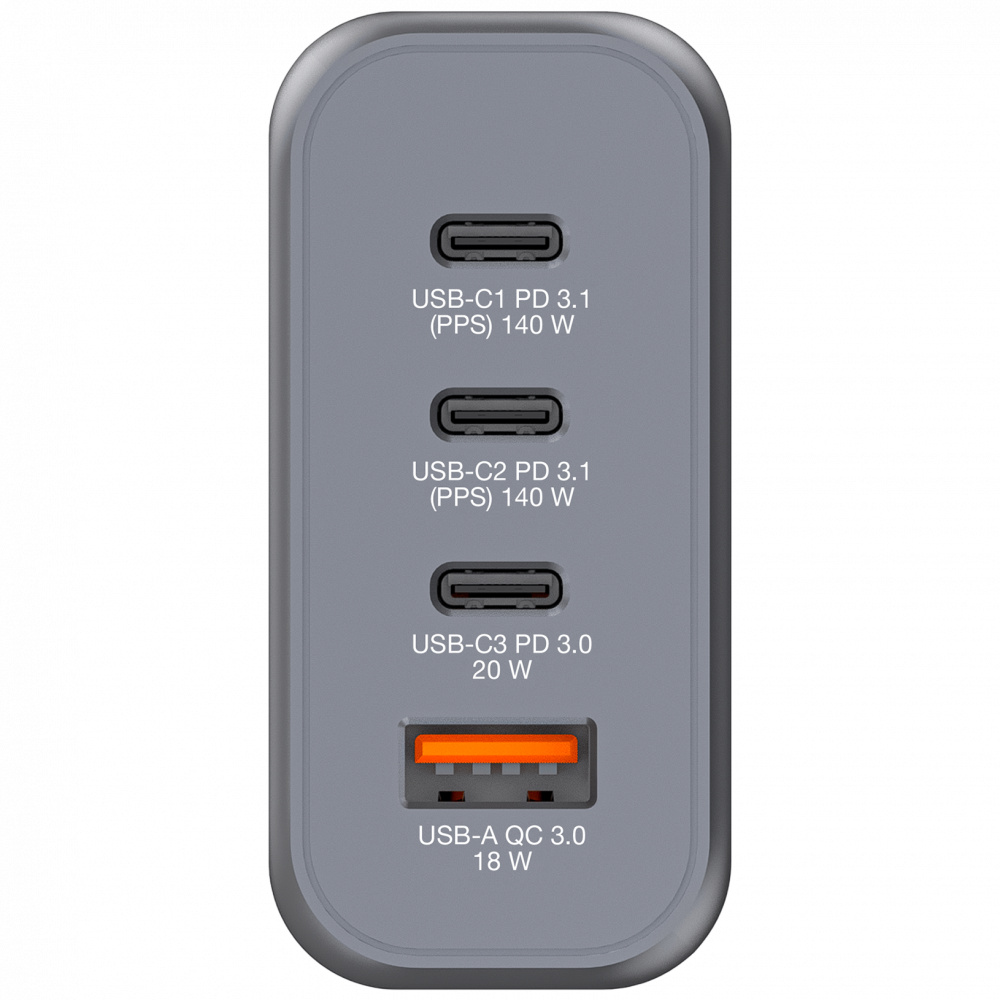 Verbatim GNC-140 | GaN wall charger | 140W 4-port | EU UK US