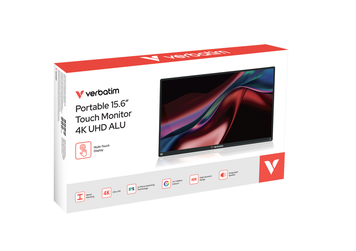 Verbatim PMT-15-4K | Portable touchscreen monitor | 15.6in 4K UHD | Black