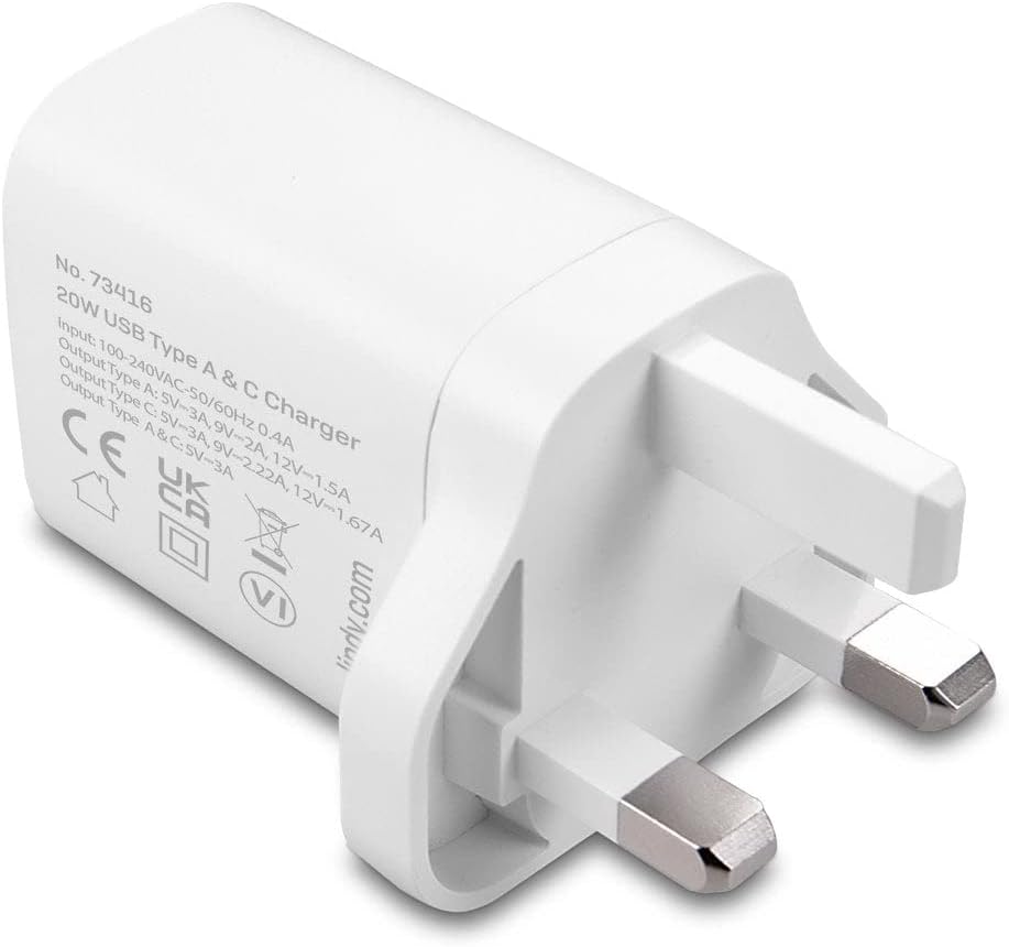 LINDY 73416 | USB charger | 20W USB-C PD 3.0 and USB-A | White