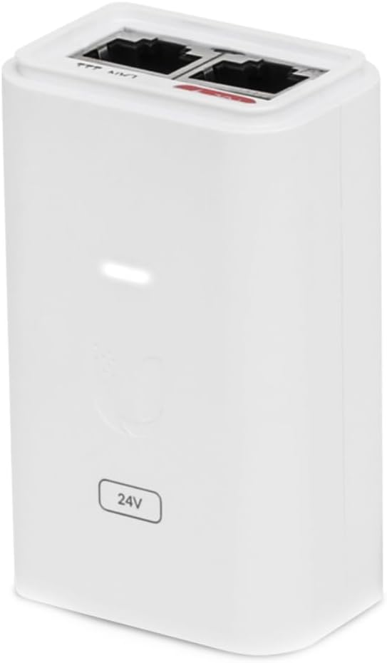 Ubiquiti 24V PoE Adapter | Passive PoE injector | 24V 12W Gigabit | White