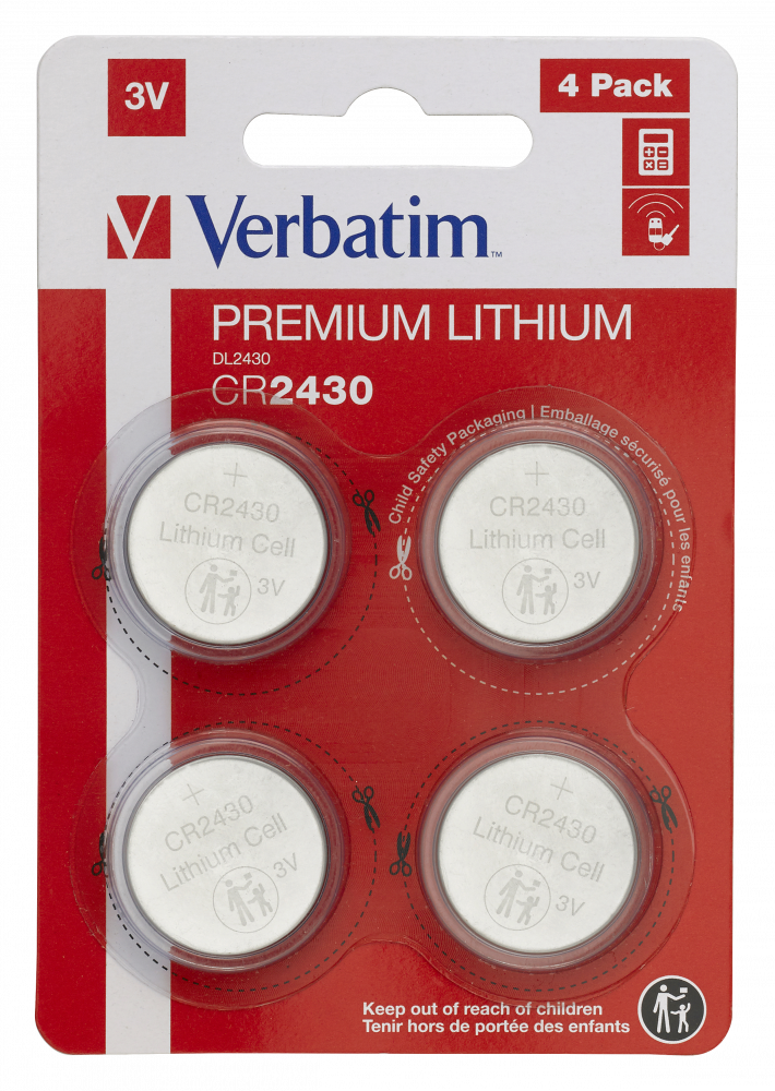 Verbatim CR2430 | Lithium coin cell batteries | 3V | 4 pack