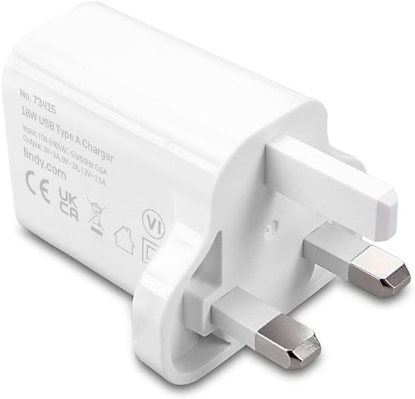 LINDY 73415 | USB-A wall charger | 18W fast charging | White