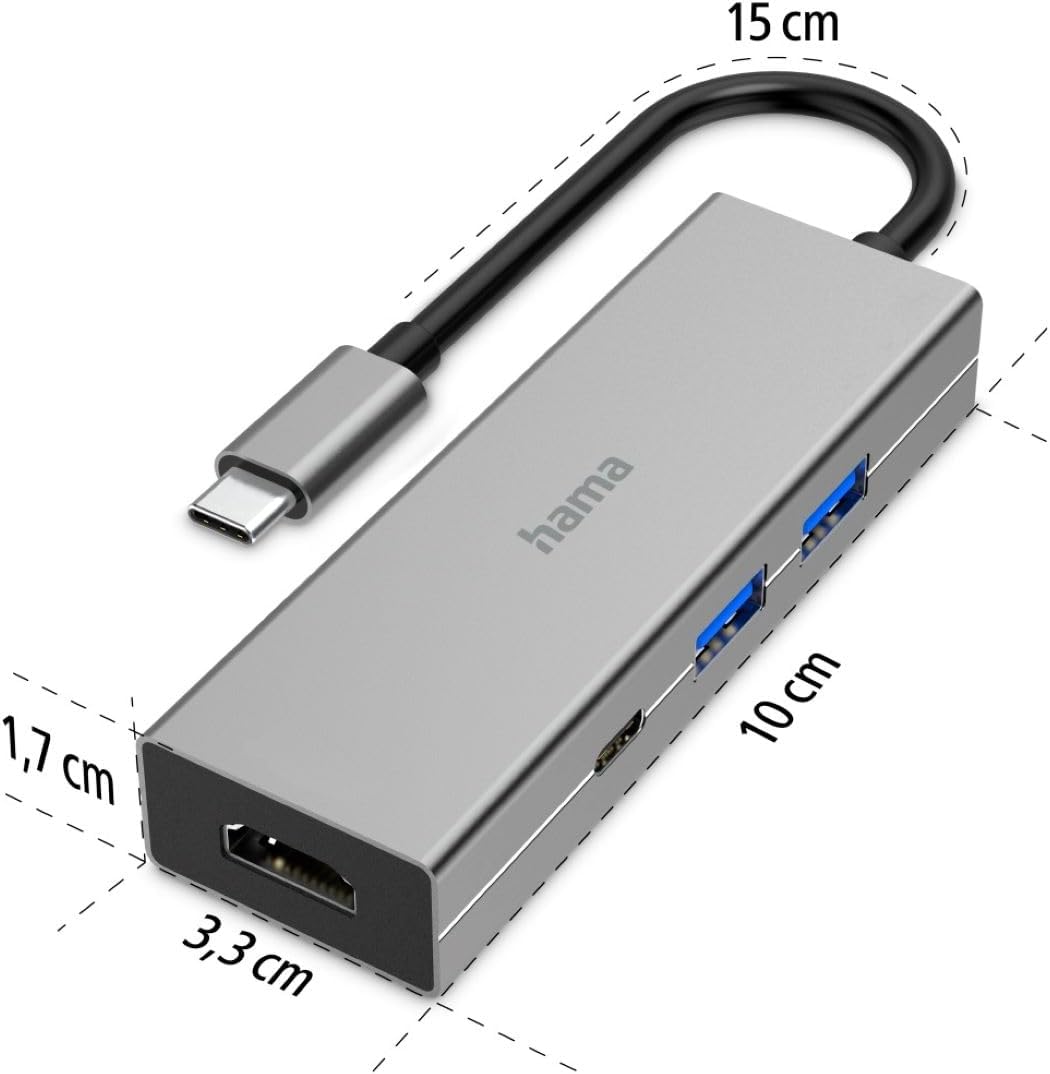 Hama USB-C Multiport | 4 ports with HDMI | Grey