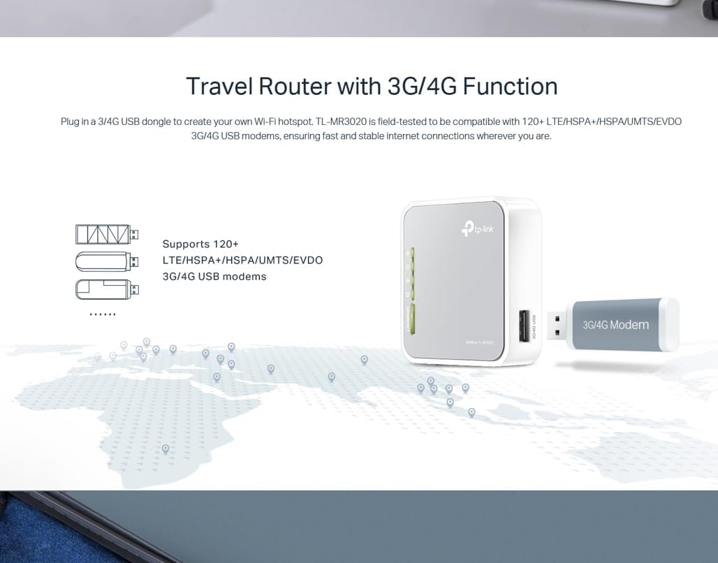 TP-Link TL-MR3020 | Portable wireless router | 3G/4G modem support | 150Mbps