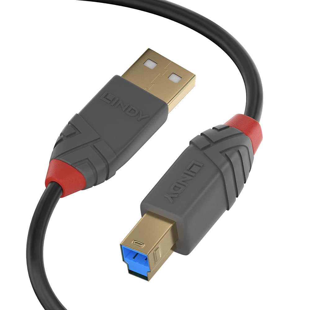 LINDY Anthra Line 36742 | USB A to B cable | USB 3.2 Gen 1 5Gbps | 2m