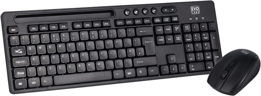 Evo Labs WM-757UK | Wireless keyboard and mouse set | UK QWERTY | Black