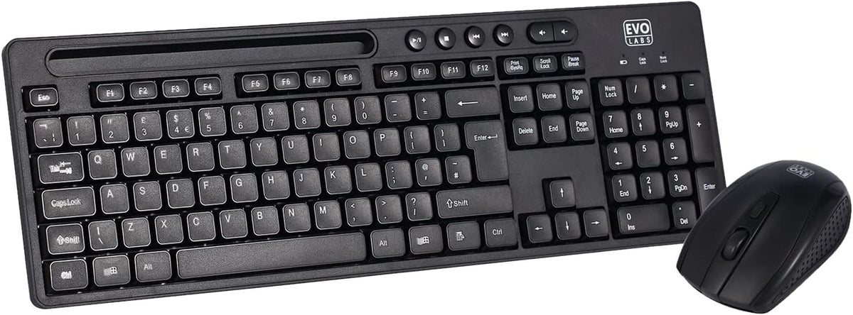 Evo Labs WM-757UK | Wireless keyboard and mouse set | UK QWERTY | Black