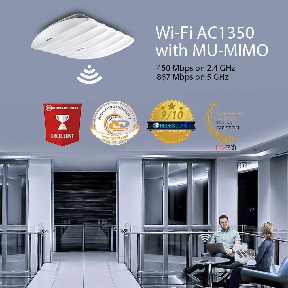 TP-Link Omada EAP225 | Ceiling mount access point | AC1350 Wi-Fi 5 | White