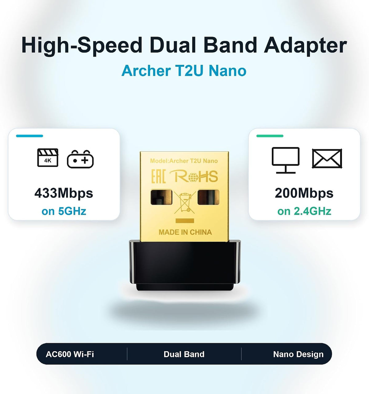 TP-Link Archer T2U Nano | Wi-Fi USB adapter | AC600 dual-band