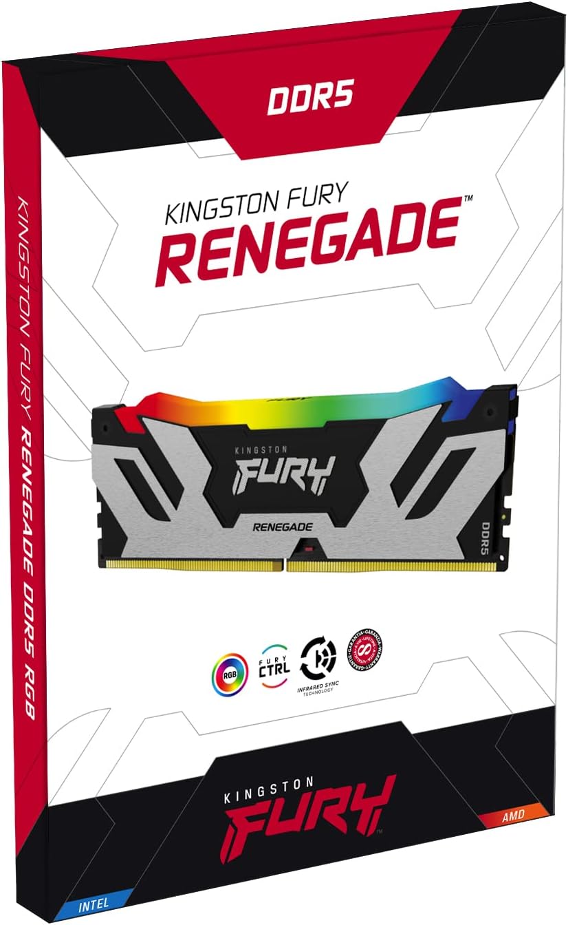 Kingston FURY Renegade | DDR5 RGB RAM | 24GB 7200MT/s CL38 | Silver and black