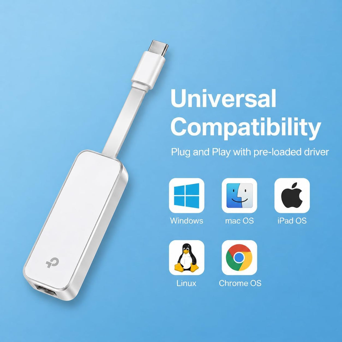 TP-Link UE300C | USB-C to Gigabit Ethernet adapter | Up to 1000 Mbps | White