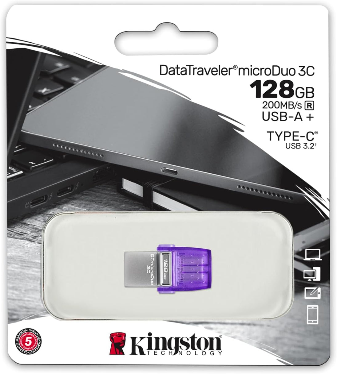 Kingston DataTraveler microDuo 3C | USB flash drive | 128GB | USB-A and USB-C