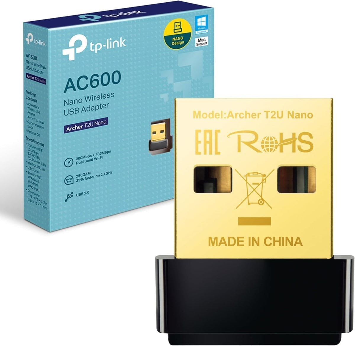 TP-Link Archer T2U Nano | Wi-Fi USB adapter | AC600 dual-band