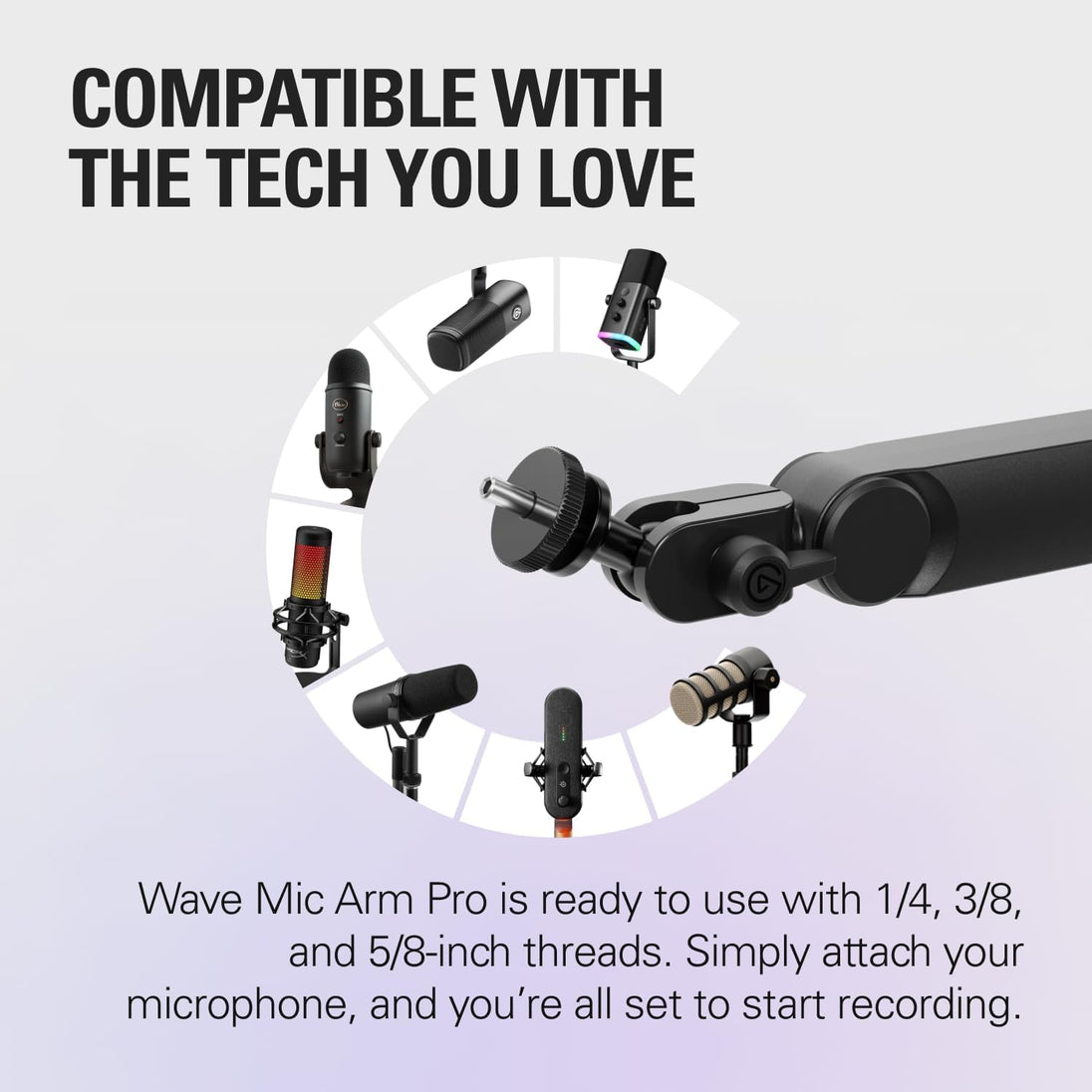 Elgato Wave Mic Arm Pro | Microphone boom arm | 3 kg capacity | Black