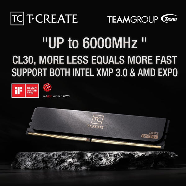 TEAM T-CREATE EXPERT | DDR5 desktop RAM | 32GB 6000MHz CL30 | 2 x 16GB Black